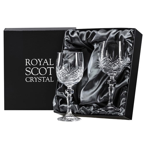 Glencoe 2 Crystal Large Wine Glasses 180 mm (Presentation Boxed) Royal Scot Crystal